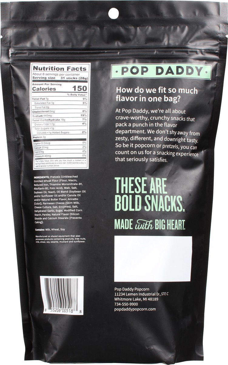 slide 9 of 13, Pop Daddy Garlic Parmesan Pretzel Sticks 7.5 oz, 7.5 oz