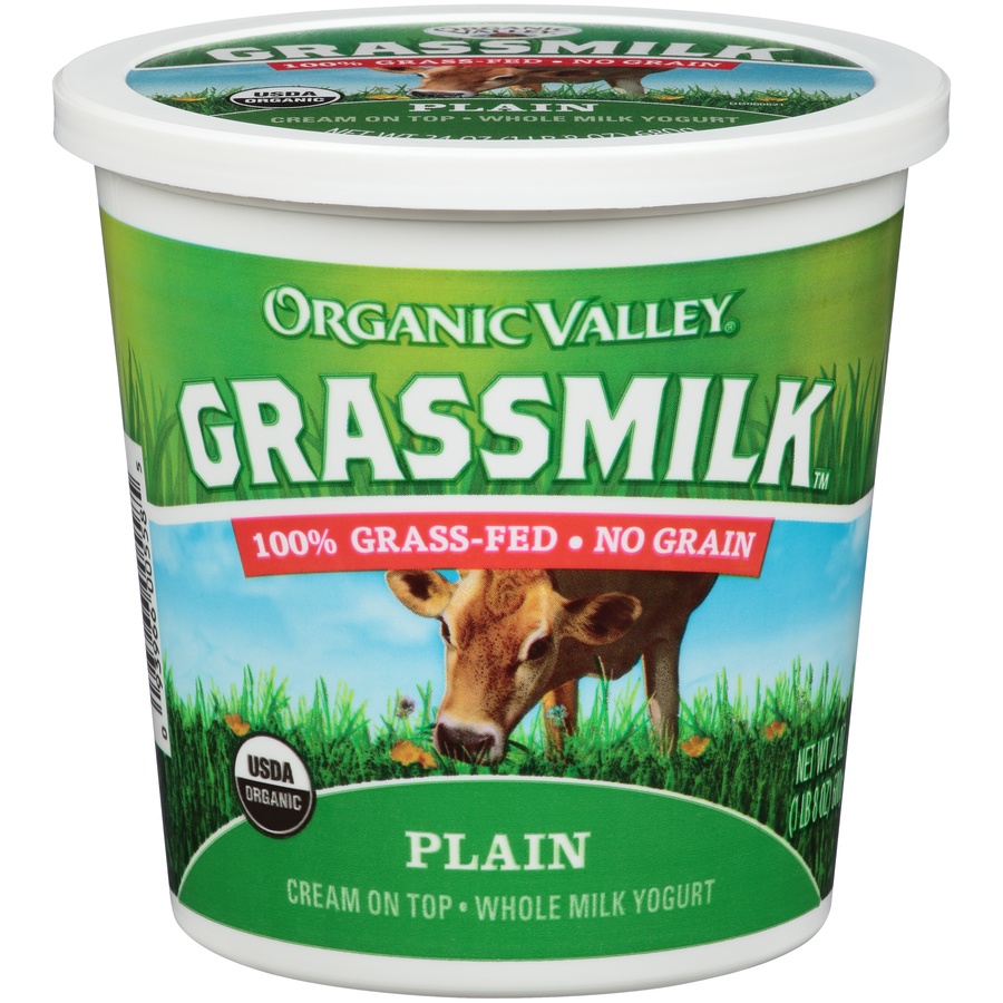 slide 1 of 8, Organic Valley Grassmilk Plain Whole Milk Yogurt, 24 oz