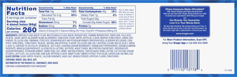 slide 5 of 5, Kroger Blueberry Glazed Donut Holes, 14 oz