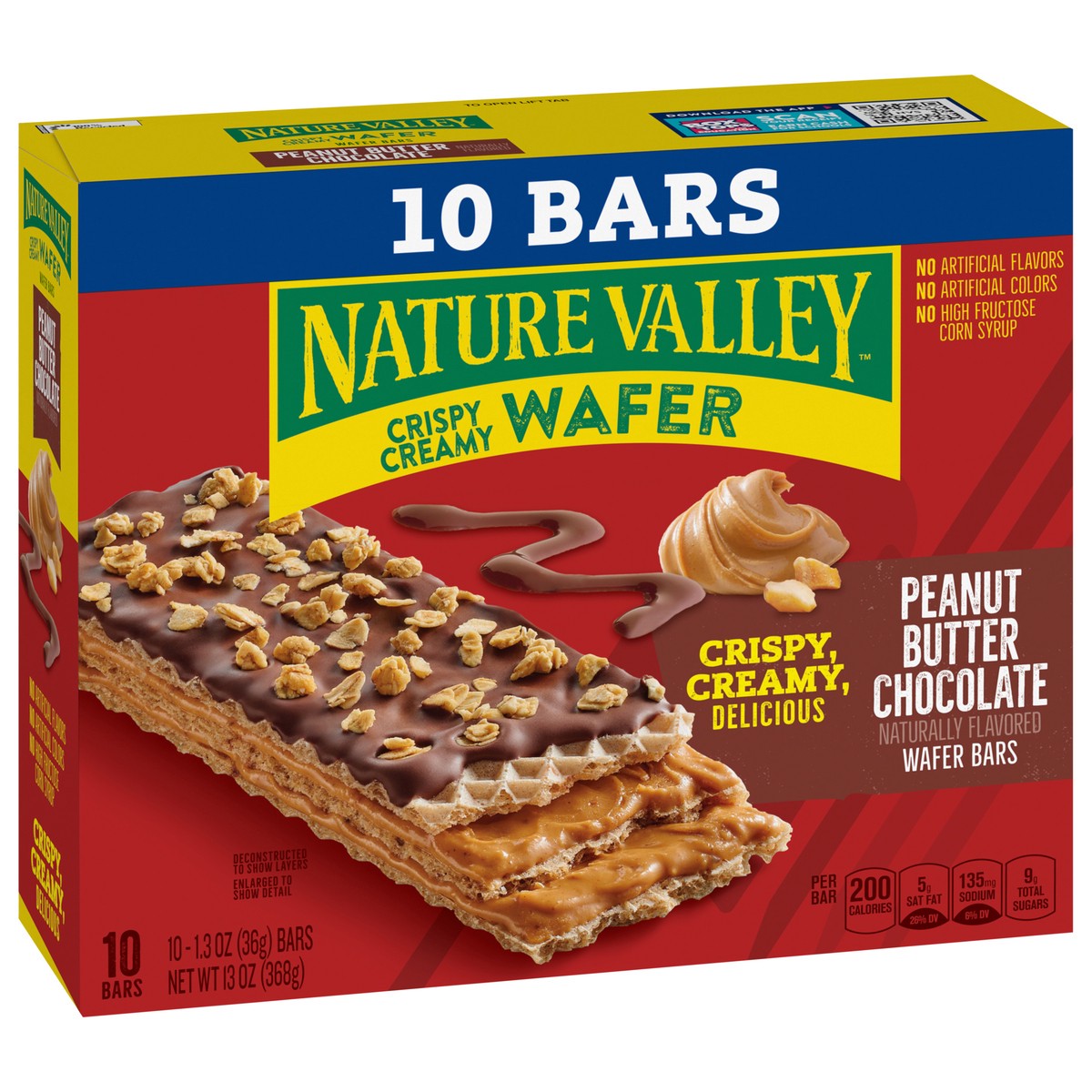 slide 11 of 13, Nature Valley Wafer Bars, Peanut Butter Chocolate Flavored Snacks, 10 Bars, 13 OZ, 10 ct