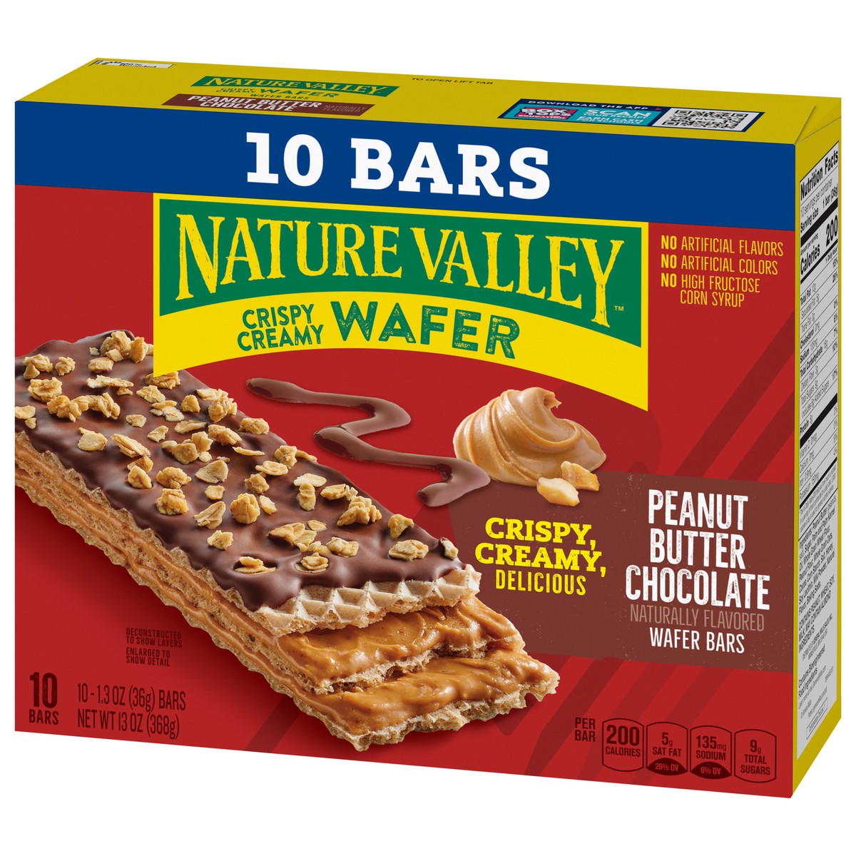slide 12 of 13, Nature Valley Wafer Bars, Peanut Butter Chocolate Flavored Snacks, 10 Bars, 13 OZ, 10 ct