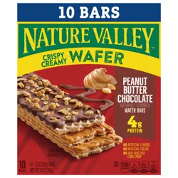 Nature Valley Wafer Bars, Peanut Butter Chocolate Flavored Snacks, 10 Bars, 13 OZ