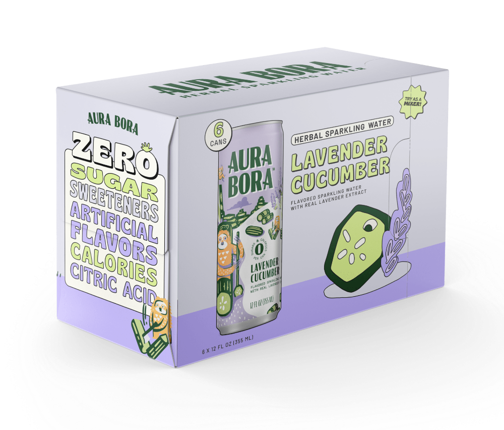 slide 1 of 5, Aura Bora Lavender Cucumber Sparkling Water, 6 ct; 12 fl oz