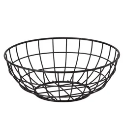 Tabletops Gallery Round Metal Basket - Black