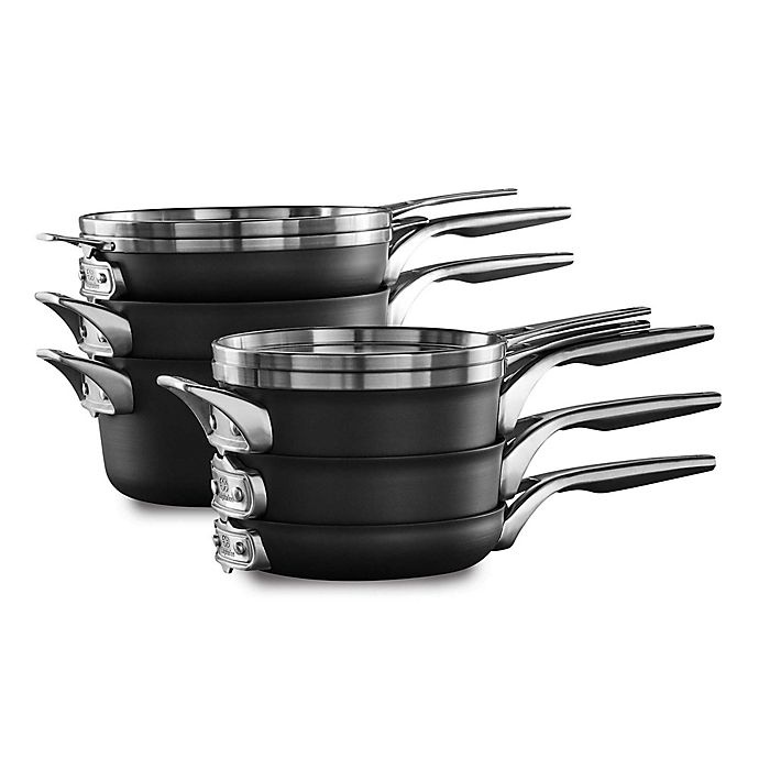 slide 1 of 5, Calphalon Premier Space Saving Hard Anodized Nonstick Cookware Set, 10 ct