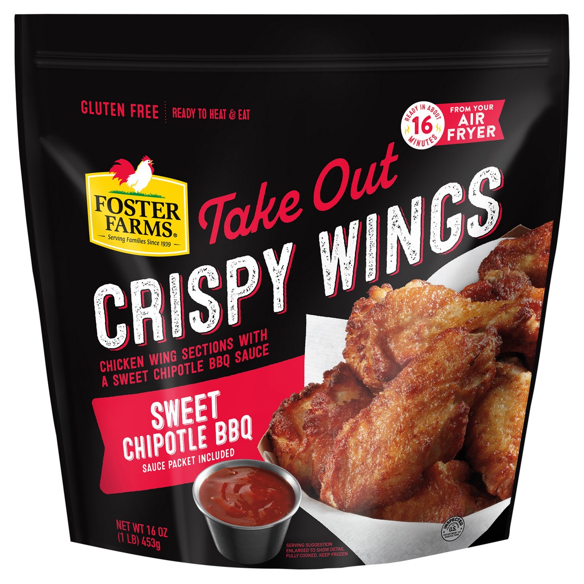 slide 1 of 1, Foster Farms Crispy Sweet Chipotle BBQ Wings, 16 oz