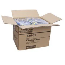 JobSelect Latex Gloves, Large, 18mm, Yellow, Flocked