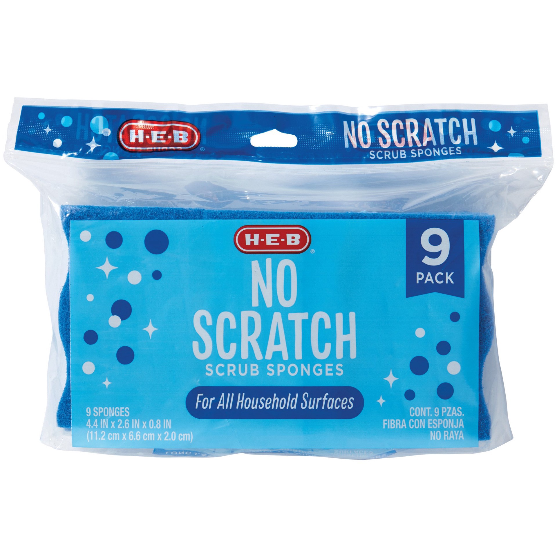 slide 1 of 1, H-E-B No Scratch Scrub Sponge, 9 ct