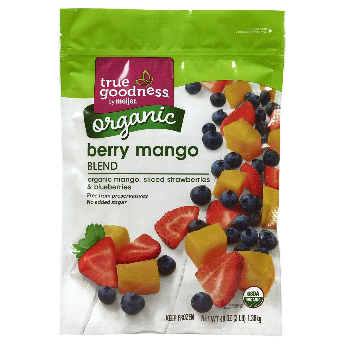 slide 1 of 5, True Goodness Organic Mango Berry Blend, 48 oz