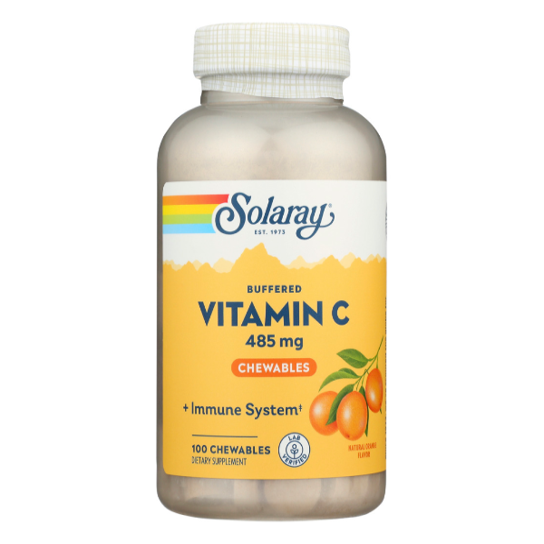 slide 1 of 1, Solaray Vitamin C 500 mg Chewable Tablets, Orange Flavor, 100 ct