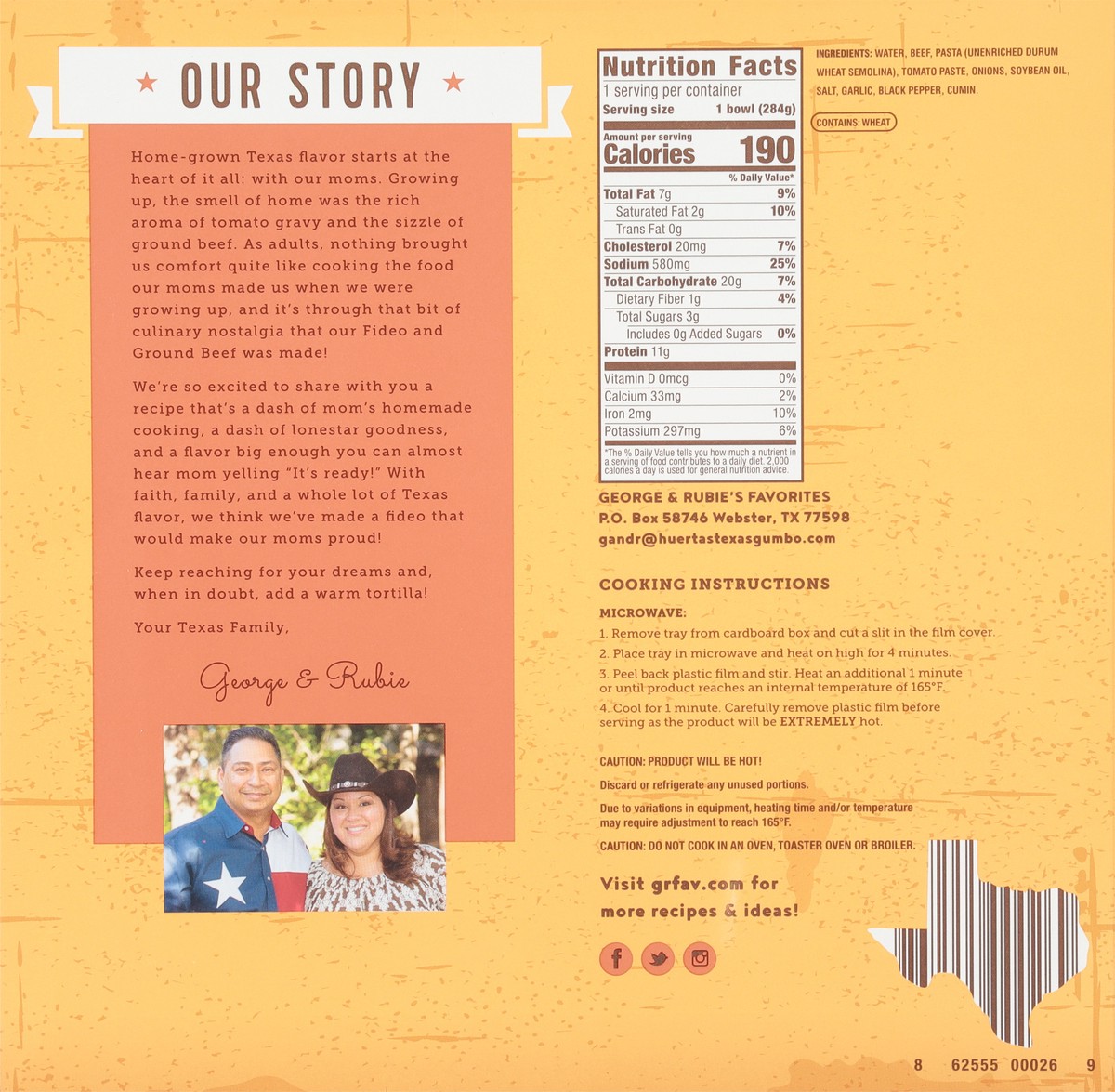 slide 3 of 9, George & Rubie's Favorites Beef & Pasta in a Tomato Sauce Texas Fideo 10 oz, 10 oz