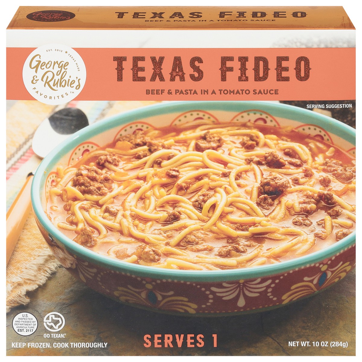 slide 1 of 9, George & Rubie's Favorites Beef & Pasta in a Tomato Sauce Texas Fideo 10 oz, 10 oz