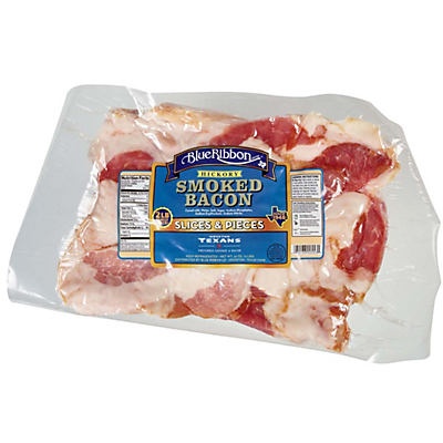 slide 1 of 1, Blue Ribbon Hickory Smoked Bacon Slices and Pieces, 32 oz