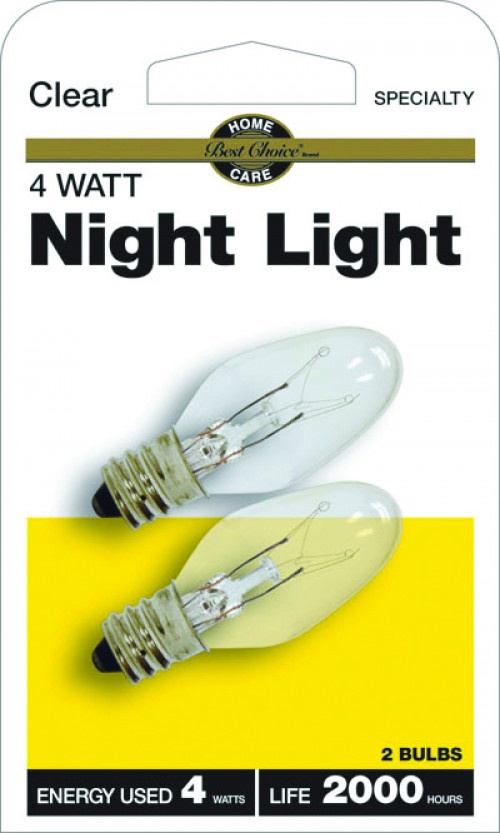 slide 1 of 1, Best Choice 4 Watt Clear Night Light Bulbs, 2 ct