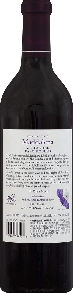 slide 3 of 7, Maddalena Paso Robles Zinfandel Red Wine 750 ml, 750 ml