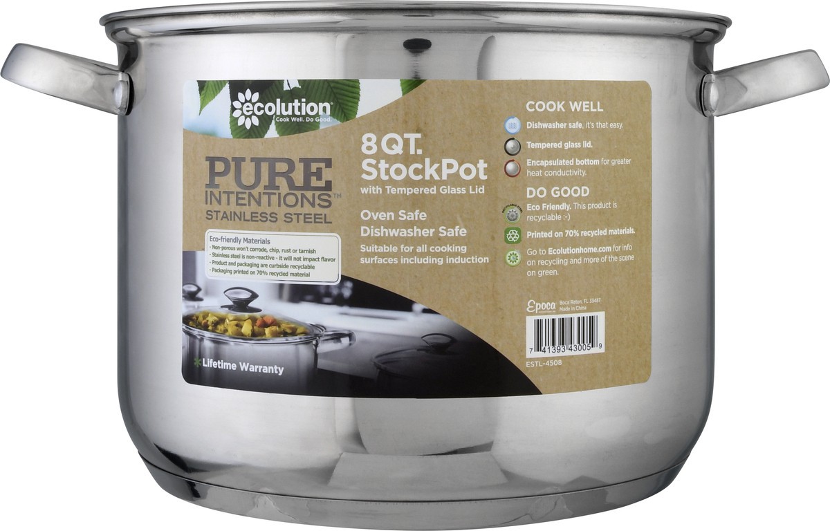 slide 4 of 11, Ecolution 8 Quarts with Tempered Glass Lid Stainless Steel Stockpot 1 ea, 1 ct
