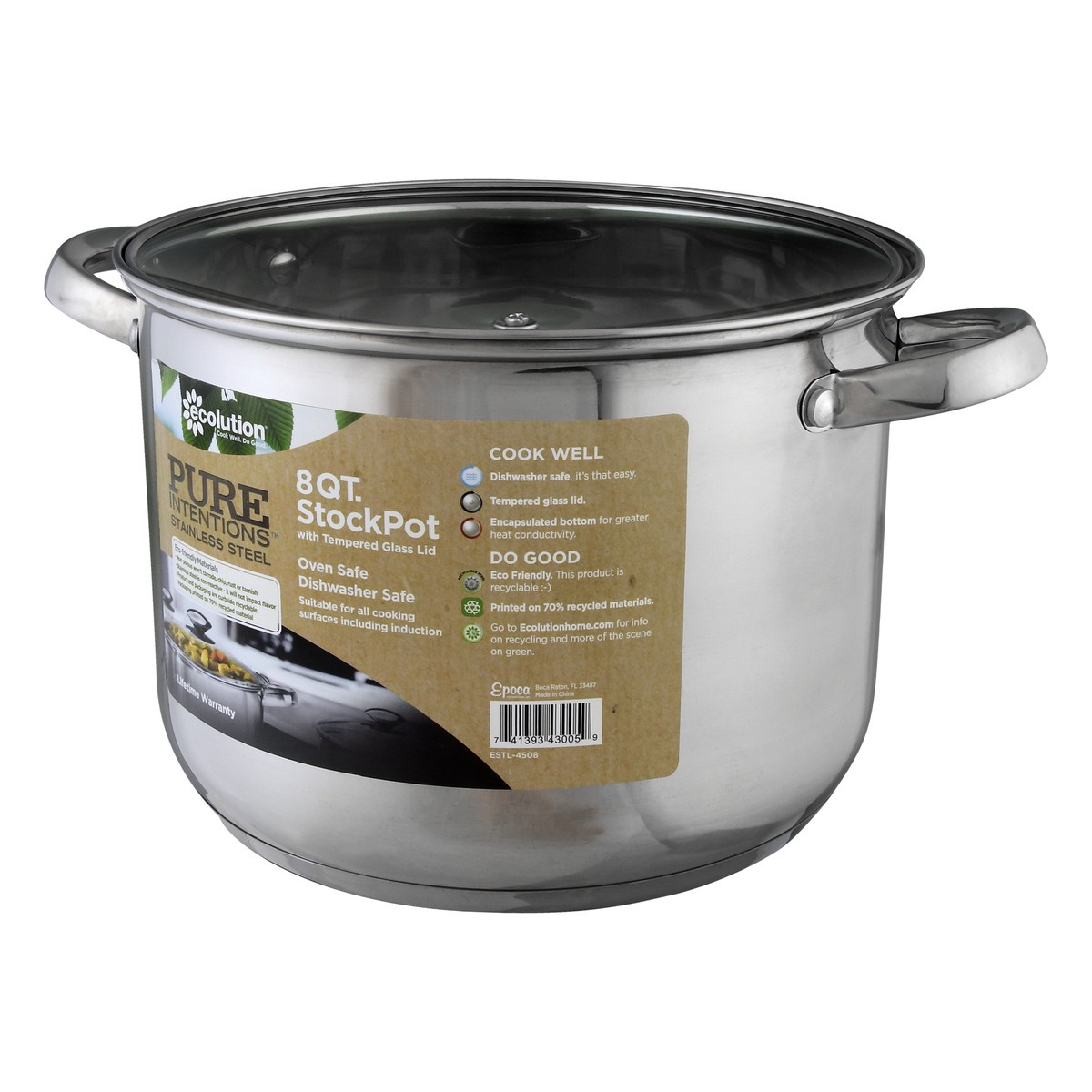 slide 5 of 11, Ecolution 8 Quarts with Tempered Glass Lid Stainless Steel Stockpot 1 ea, 1 ct