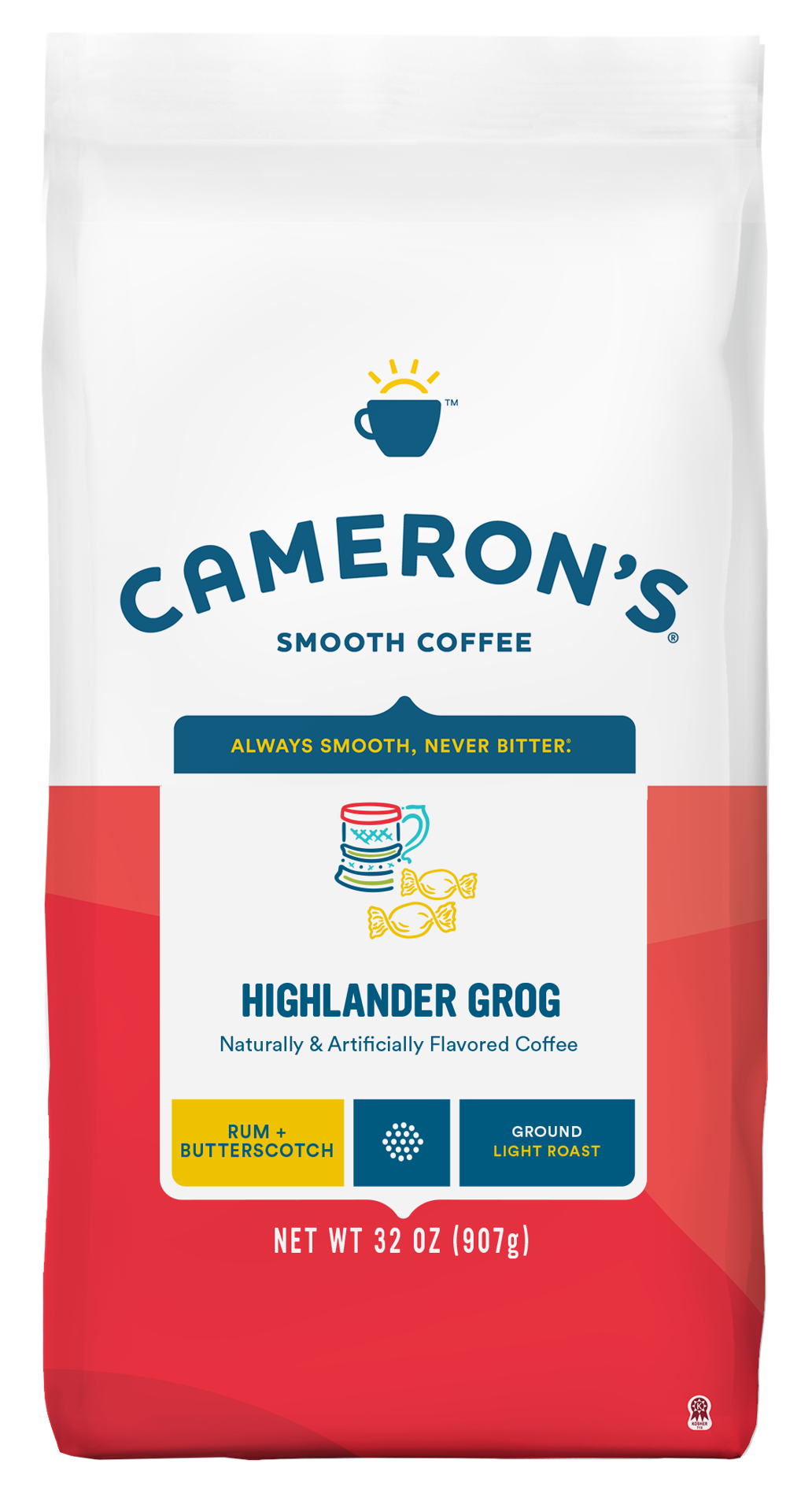 slide 1 of 7, Cameron's Coffee Ground Bag, Flavored, Highlander Grog, 32oz, 32 oz