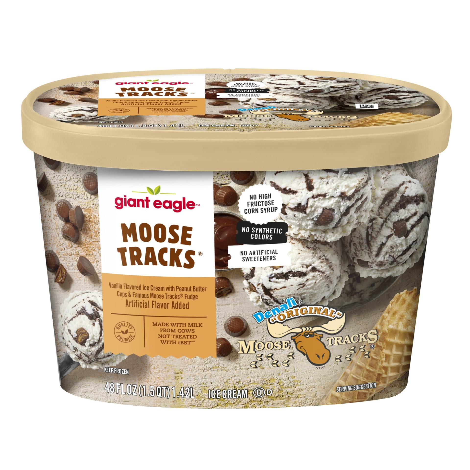 slide 1 of 1, Giant Eagle Moose Tracks Ice Cream, 48 oz