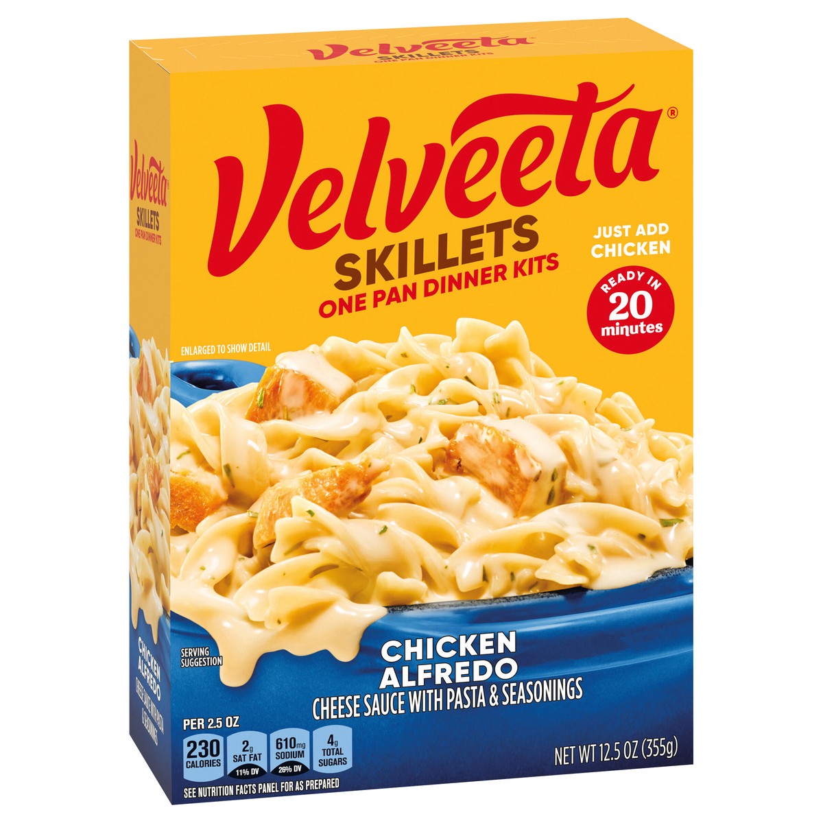 slide 7 of 9, Velveeta Skillets Chicken Alfredo One Pan Dinner Kit, 12.5 oz Box, 12.5 oz