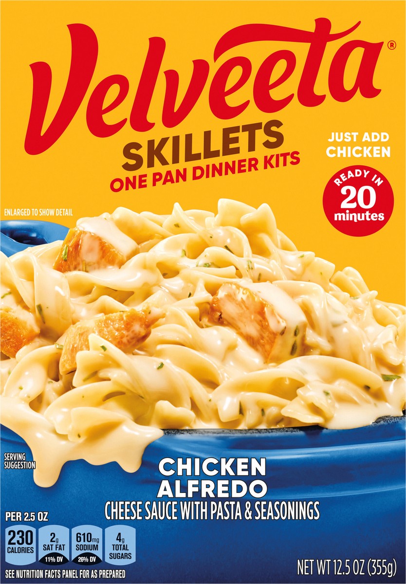 slide 5 of 9, Velveeta Skillets Chicken Alfredo One Pan Dinner Kit, 12.5 oz Box, 12.5 oz