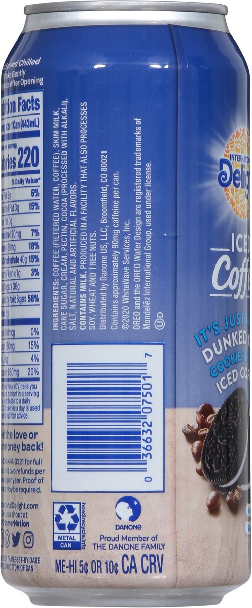 slide 6 of 9, International Delight Iced Coffee, OREO(R), 15 FL OZ Can, 15 fl oz