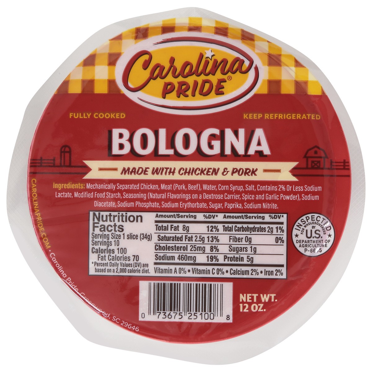 slide 1 of 9, Carolina Pride Bologna 12 oz, 12 oz