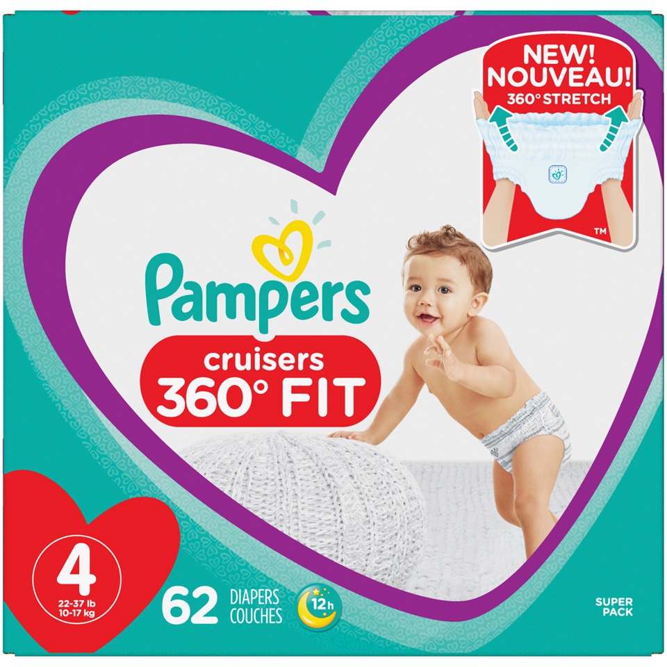 slide 2 of 2, Pampers Cruisers 360 Fit Diapers Size 4, 62 ct