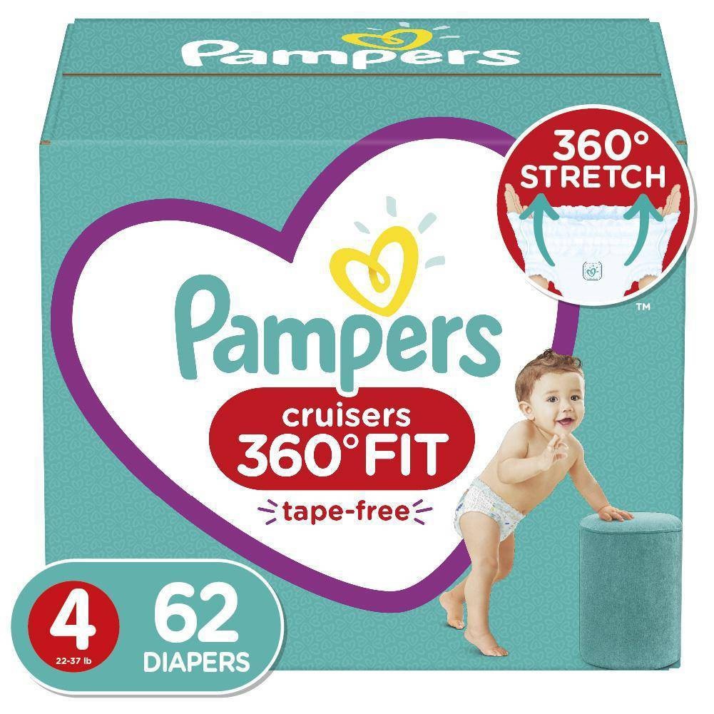 slide 1 of 2, Pampers Cruisers 360 Fit Diapers Size 4, 62 ct