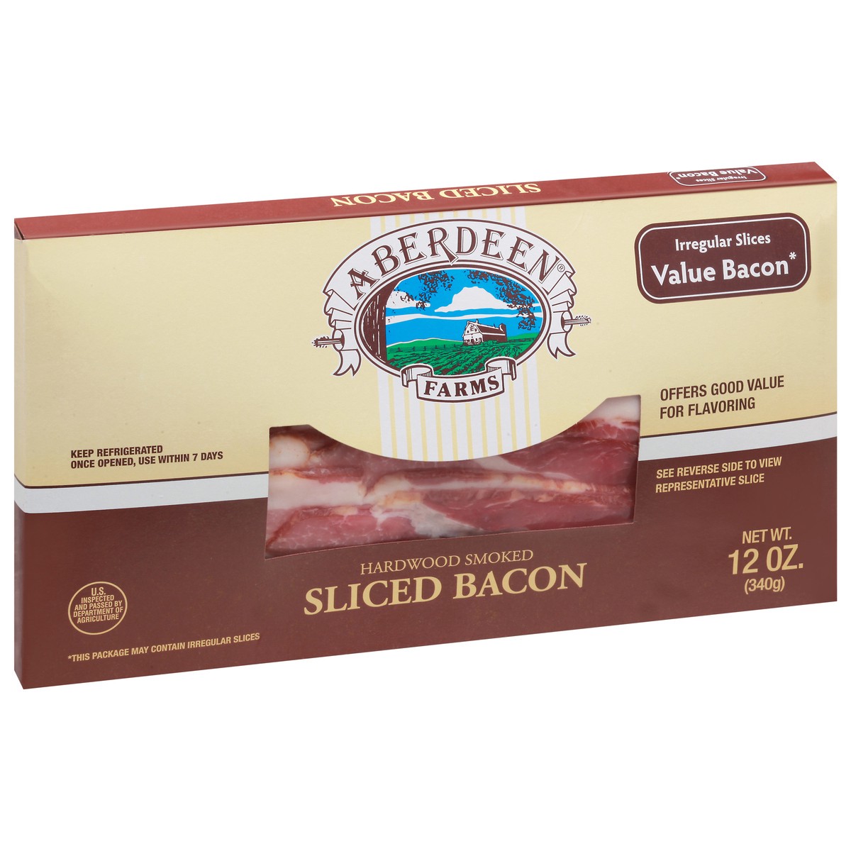 slide 2 of 9, Aberdeen Farms Hardwood Smoked Sliced Bacon 12 oz Box, 12 oz