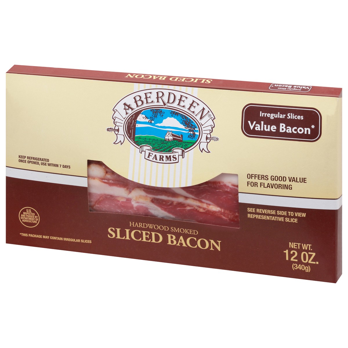 slide 3 of 9, Aberdeen Farms Hardwood Smoked Sliced Bacon 12 oz Box, 12 oz