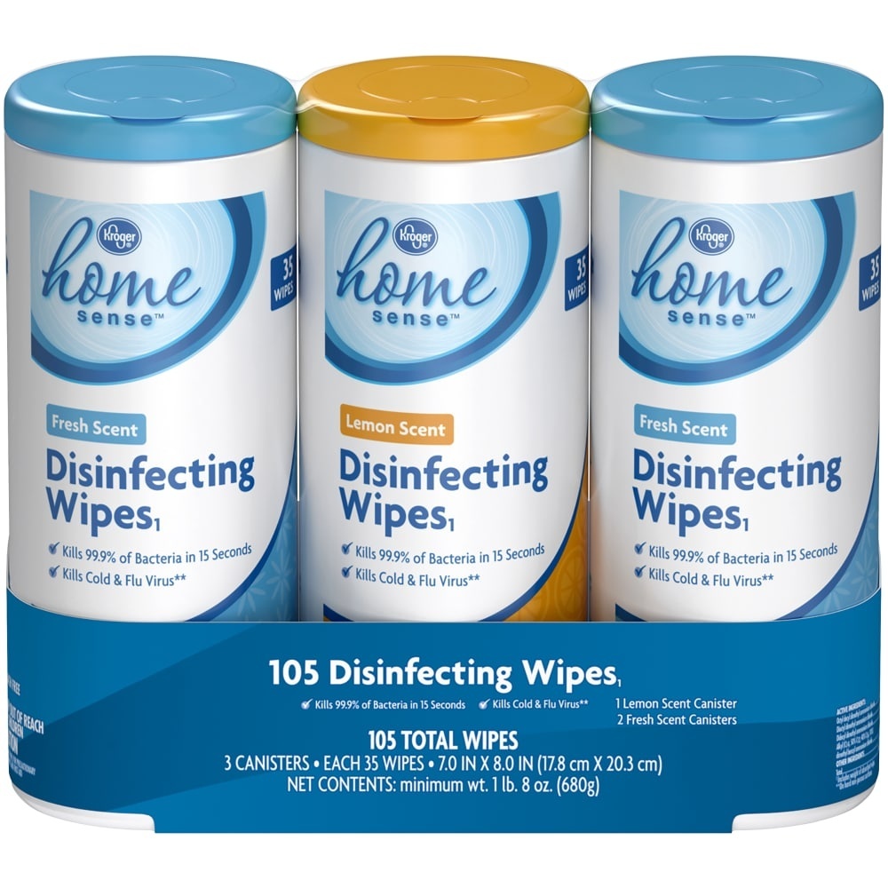 slide 1 of 1, Kroger Home Sense Disinfectant Wipes Variety Pack, 3 ct