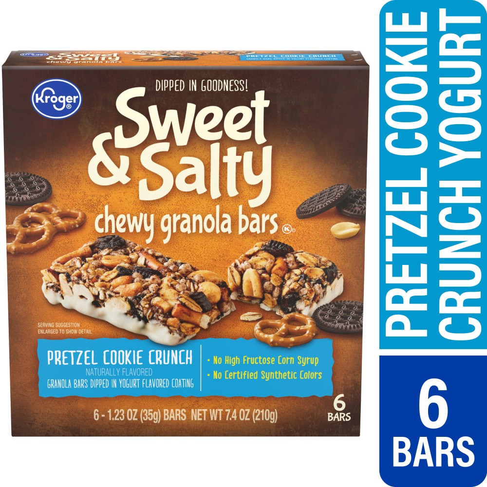 slide 1 of 1, Kroger® Sweet & Salty Pretzel Cookie Crunch Chewy Granola Bars, 6 ct / 1.23 oz, 6 ct