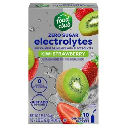 Food Club Zero Sugar Low Calorie Kiwi Strawberry Drink Mix with Electrolytes 10 - 0.08 oz Packets