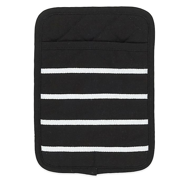 slide 1 of 1, Kate Spade New York Grosgrain Stripe Pot Holder - Black, 1 ct