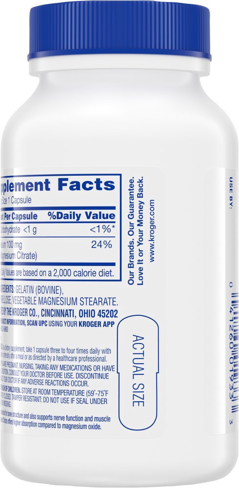 slide 3 of 3, Kroger Magnesium Citrate 100Mg, 60 ct