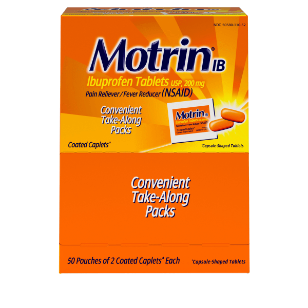 slide 1 of 4, Motrin IB Pain Reliever, 50 pk; 2 ct