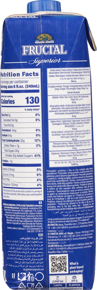 slide 5 of 9, Fructal Superior Strawberry Apple Grape Nectar - 33.8 fl oz, 33.8 fl oz