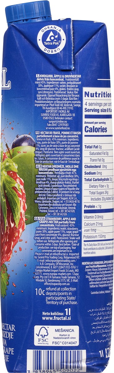 slide 8 of 9, Fructal Superior Strawberry Apple Grape Nectar - 33.8 fl oz, 33.8 fl oz