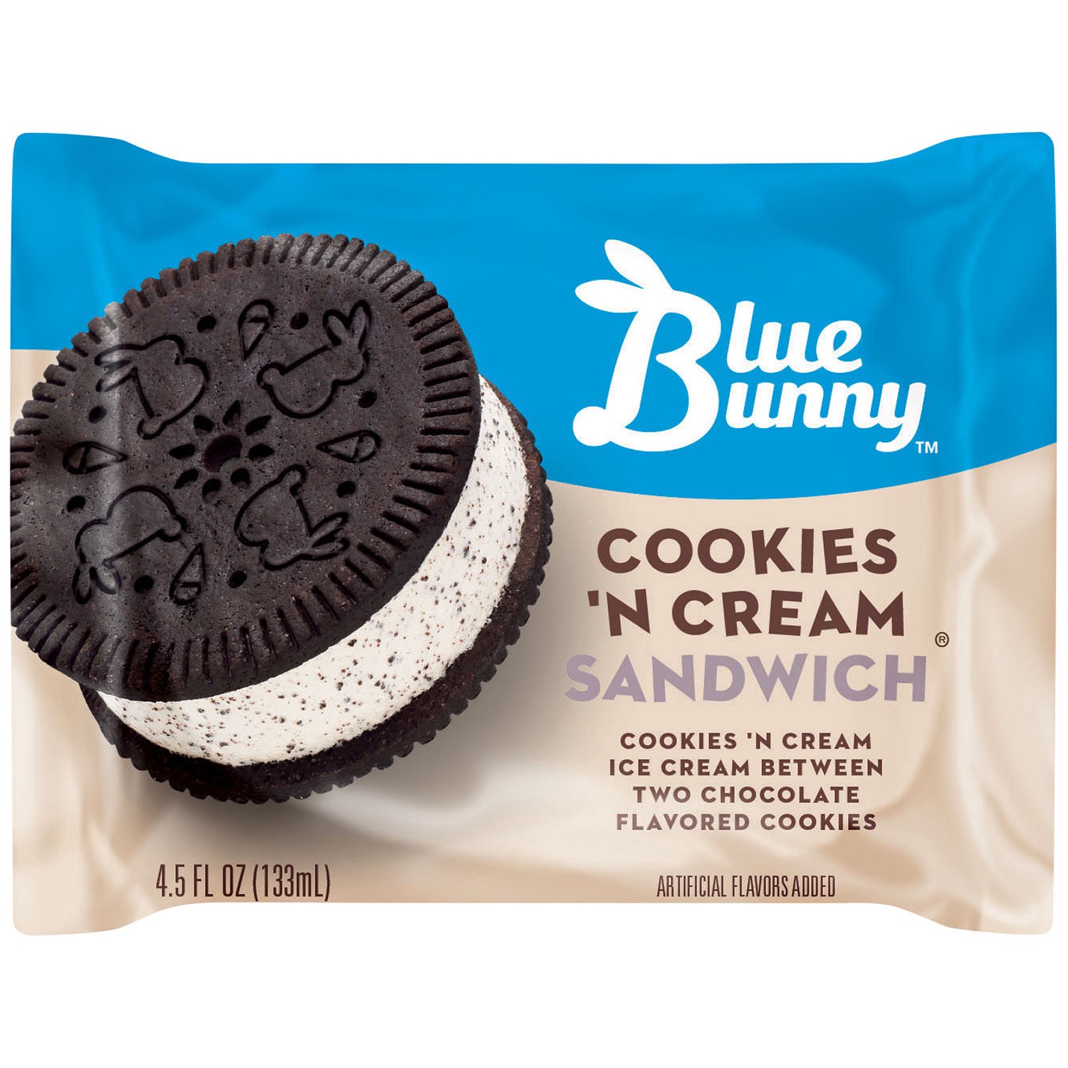 slide 1 of 2, Blue Bunny Cookies 'N Cream Sandwich, 108 fl oz