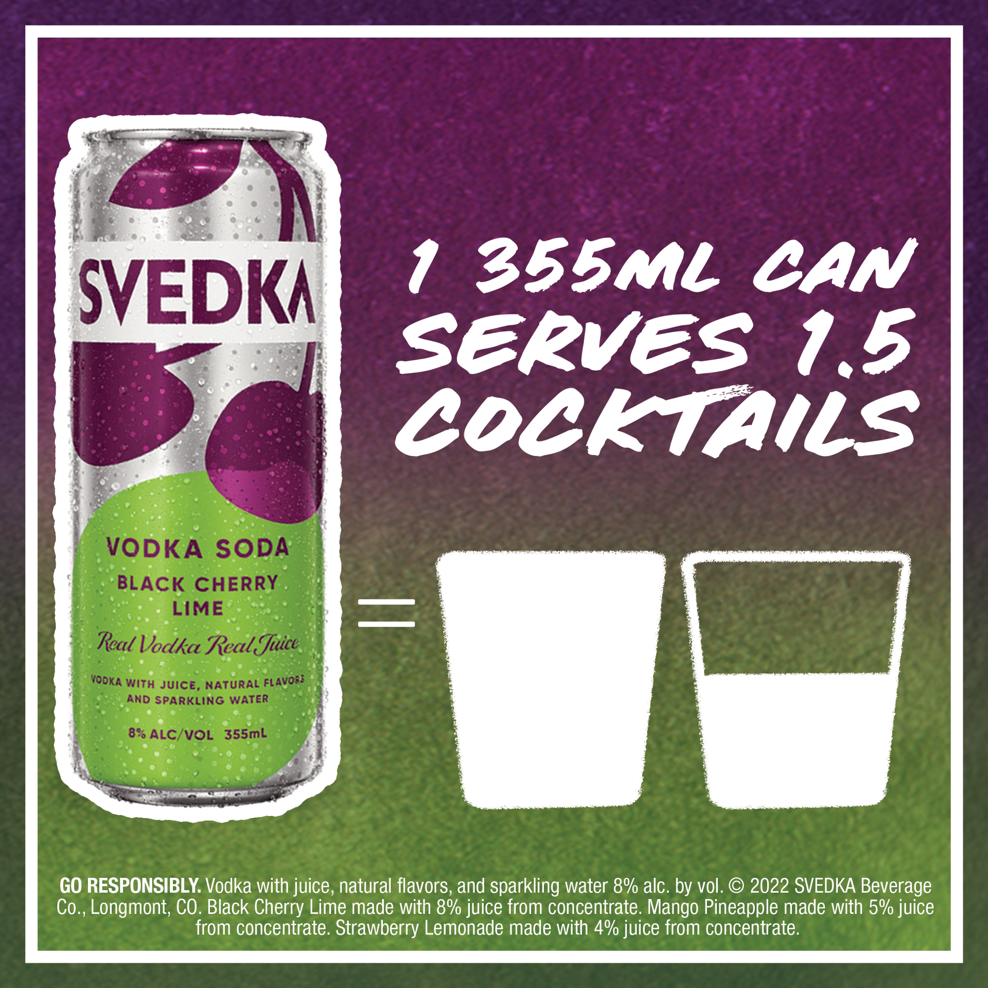 slide 2 of 5, Svedka Black Cherry Lime Vodka Soda Ready To Drink Cocktail, 1 ct