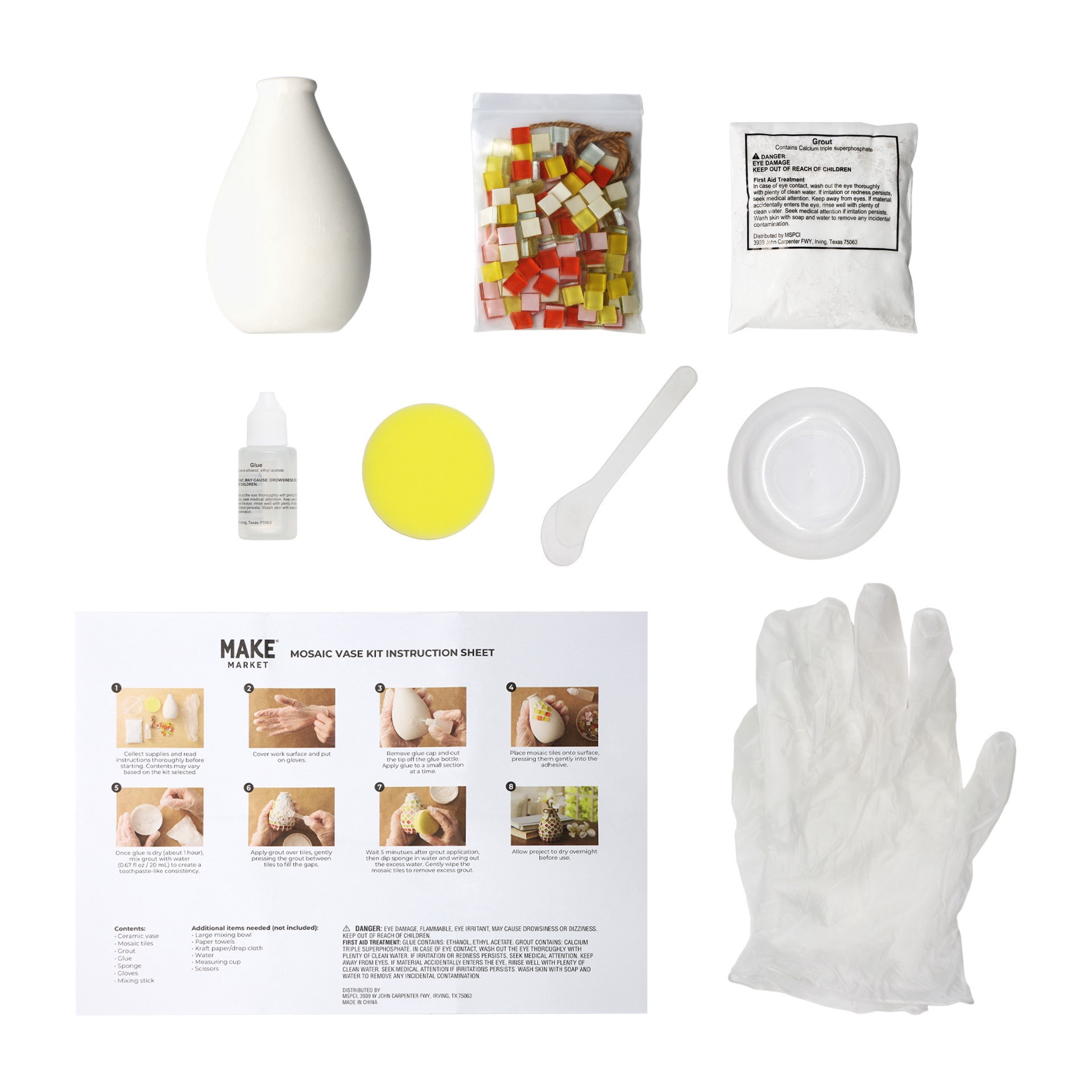 slide 3 of 4, 4" Warm Tones Mosaic Vase Kit By Make Market, 4 in