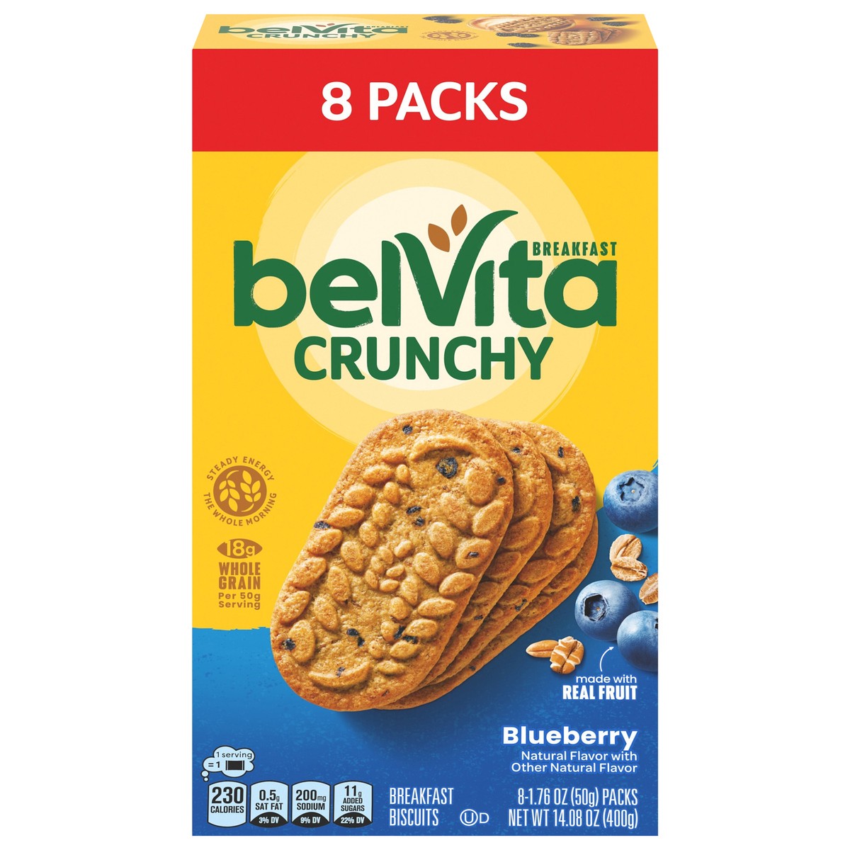 slide 1 of 9, belVita Blueberry Breakfast Biscuits, 8 Packs (4 Biscuits Per Pack), 14.08 oz