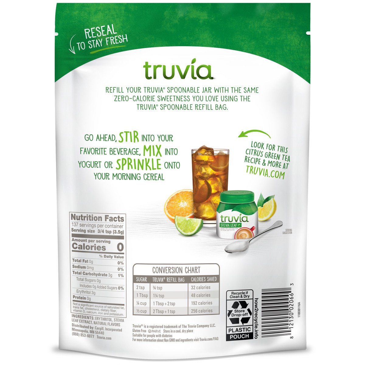 slide 3 of 3, Truvia Calorie-Free Sweetener from the Stevia Leaf, 17 oz Refill Bag, 17 oz