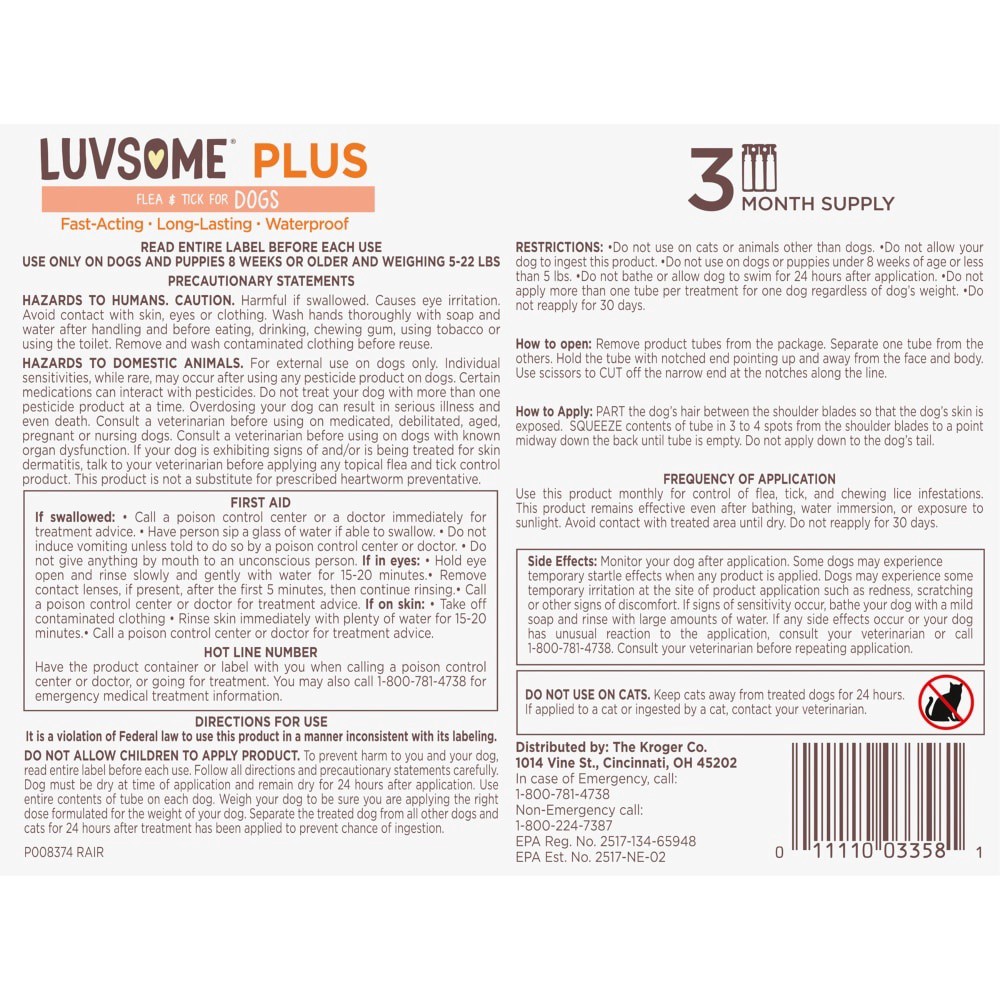 slide 4 of 4, Luvsome Plus Flea & Tick Dog 5-22 Lbs, 3 ct