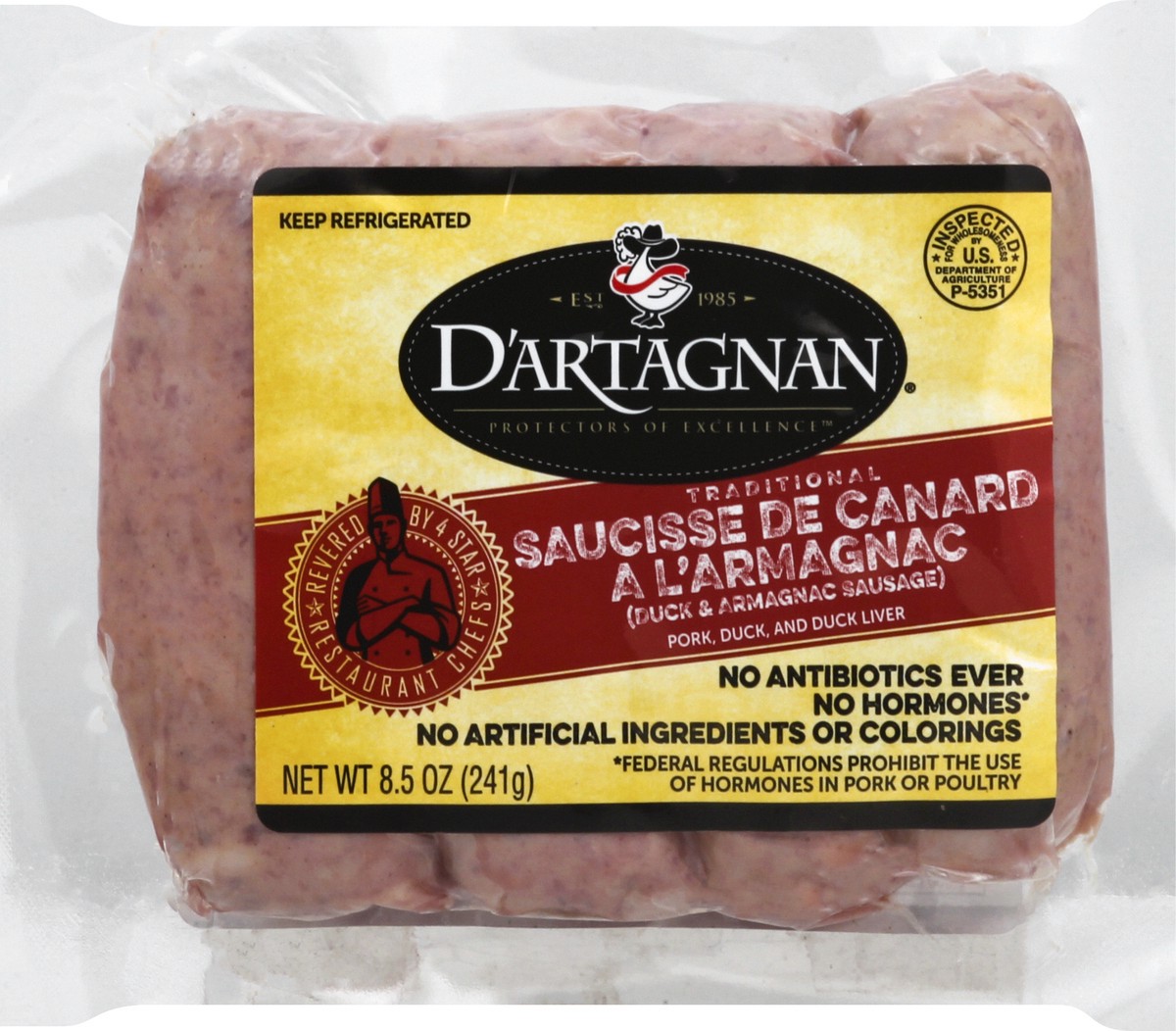 slide 4 of 8, D'Artagnan Traditional Duck & Armagnac Sausage 8.5 oz, 8.5 oz