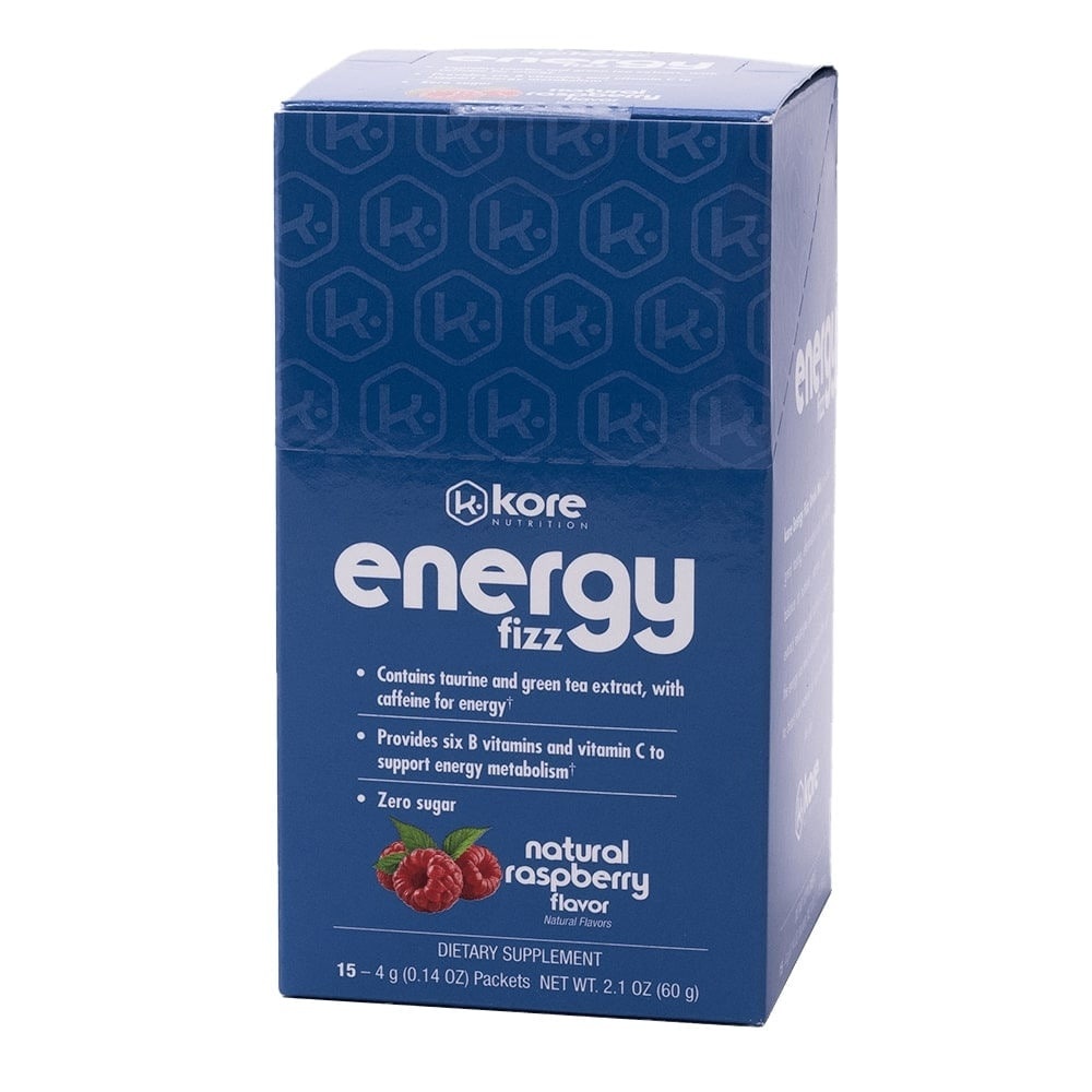 slide 1 of 1, Kore Nutrition Energy Fizz Natural Raspberry Flavor Stickpacks, 15 ct