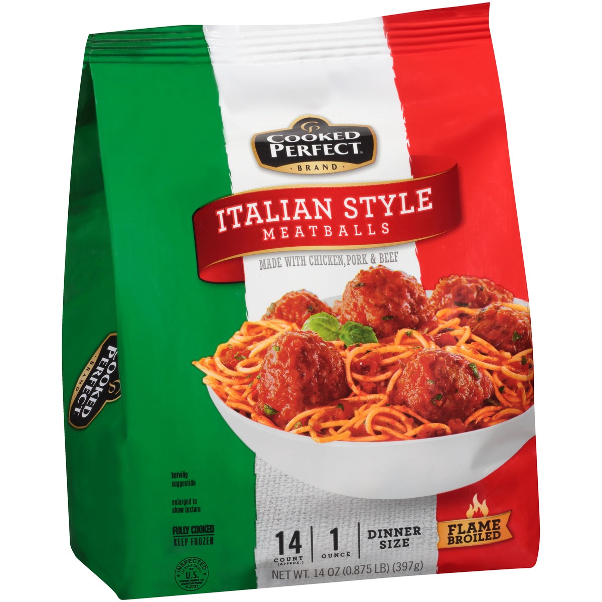 slide 5 of 11, Cooked Perfect Italian Style Meatballs 14 oz. Bag, 14 oz