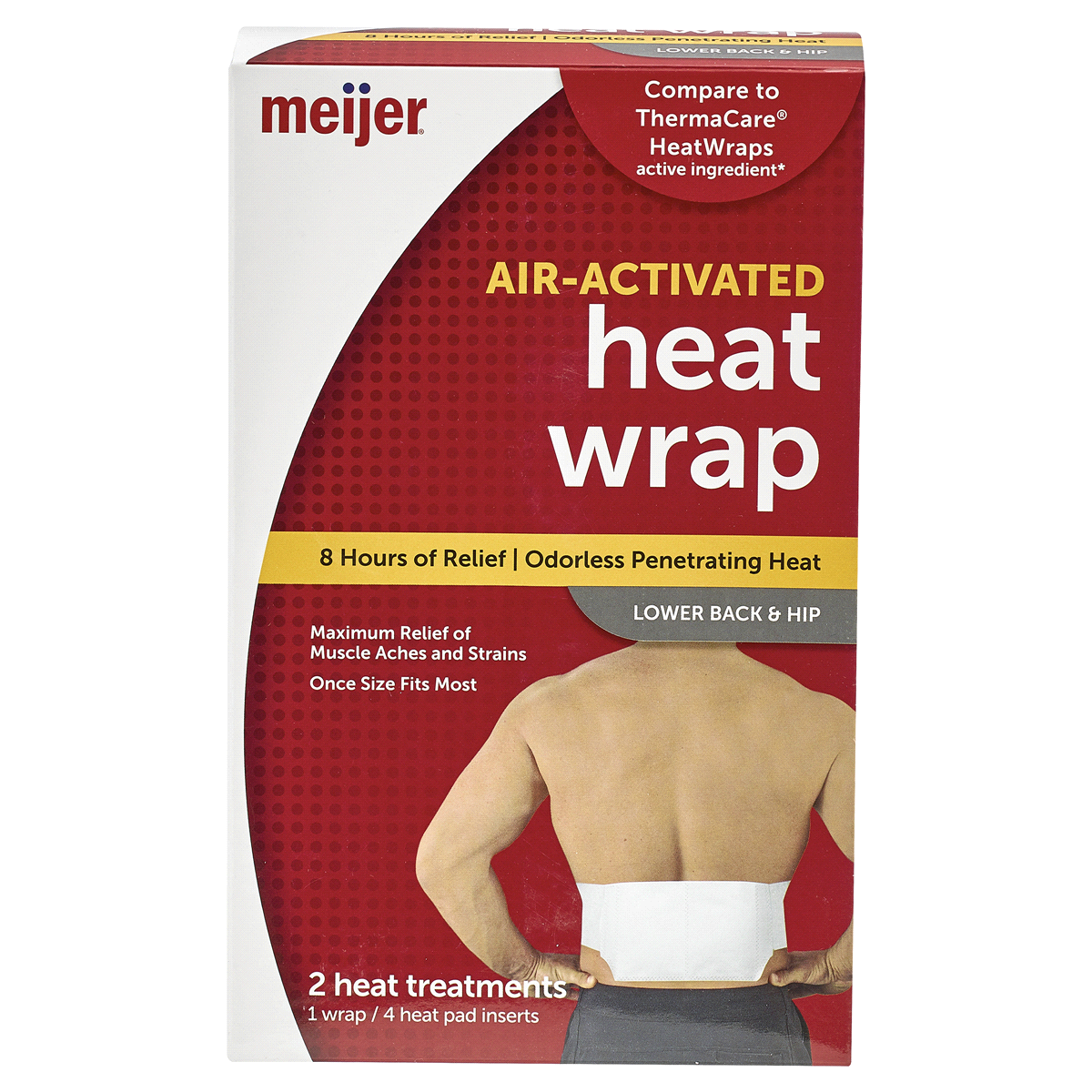 slide 1 of 5, Meijer Back & Hip Heatwraps, 2 ct