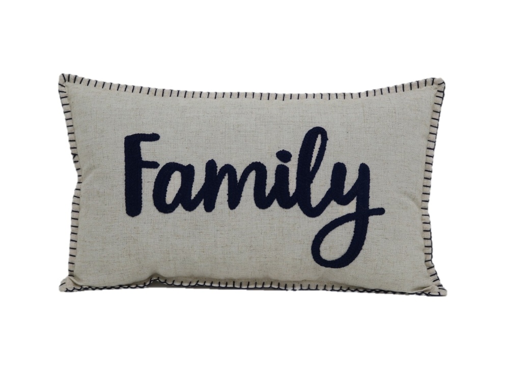 slide 1 of 1, Brentwood Family Whipstitch Decor Pillow - Gray/Black, 12 in x 20 in
